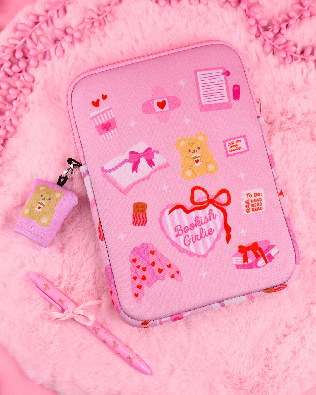 Housse rose « Cutie » pour liseuse/livre pour les fans de romances